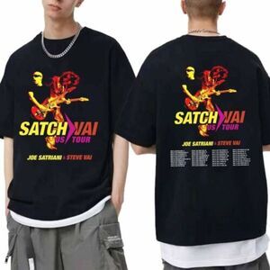 Joe Satriani Steve Vai SatchVai Tour 2024 2 Sided Guitar Fan T-Shirt